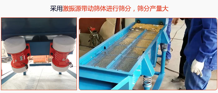 采用激振源帶動(dòng)篩體進(jìn)行篩分，篩分產(chǎn)量大。